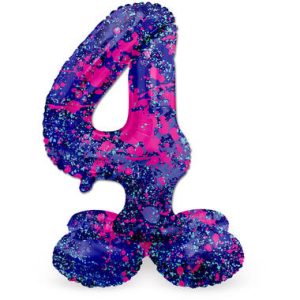 Staande folieballon - Paint Splash - '4' (72cm)