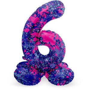Staande folieballon - Paint Splash - '6' (72cm)