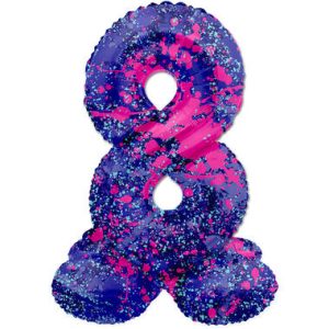 Staande folieballon - Paint Splash - '8' (72cm)