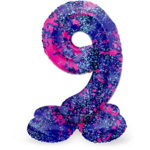 Staande folieballon - Paint Splash - '9' (72cm)