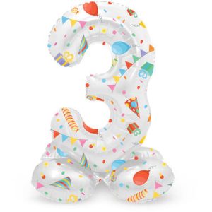 Staande folieballon - Party - '3' (72cm)
