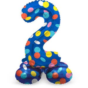 Staande folieballon - Stippen - '2' (72cm)