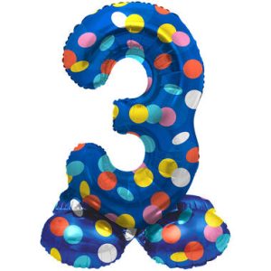 Staande folieballon - Stippen - '3' (72cm)
