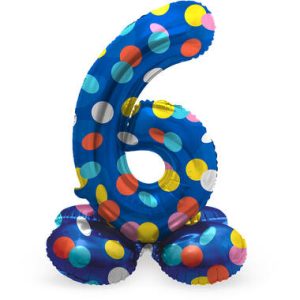 Staande folieballon - Stippen - '6' (72cm)