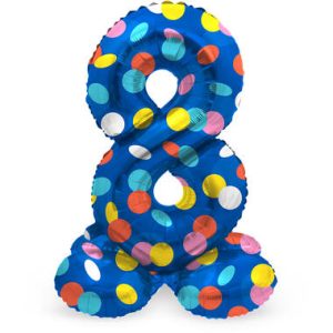 Staande folieballon - Stippen - '8' (72cm)