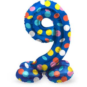 Staande folieballon - Stippen - '9' (72cm)