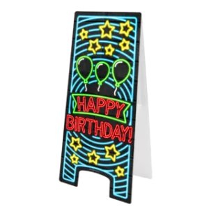 Neon Waarschuwingsbord 62,5cm - Happy Birthday